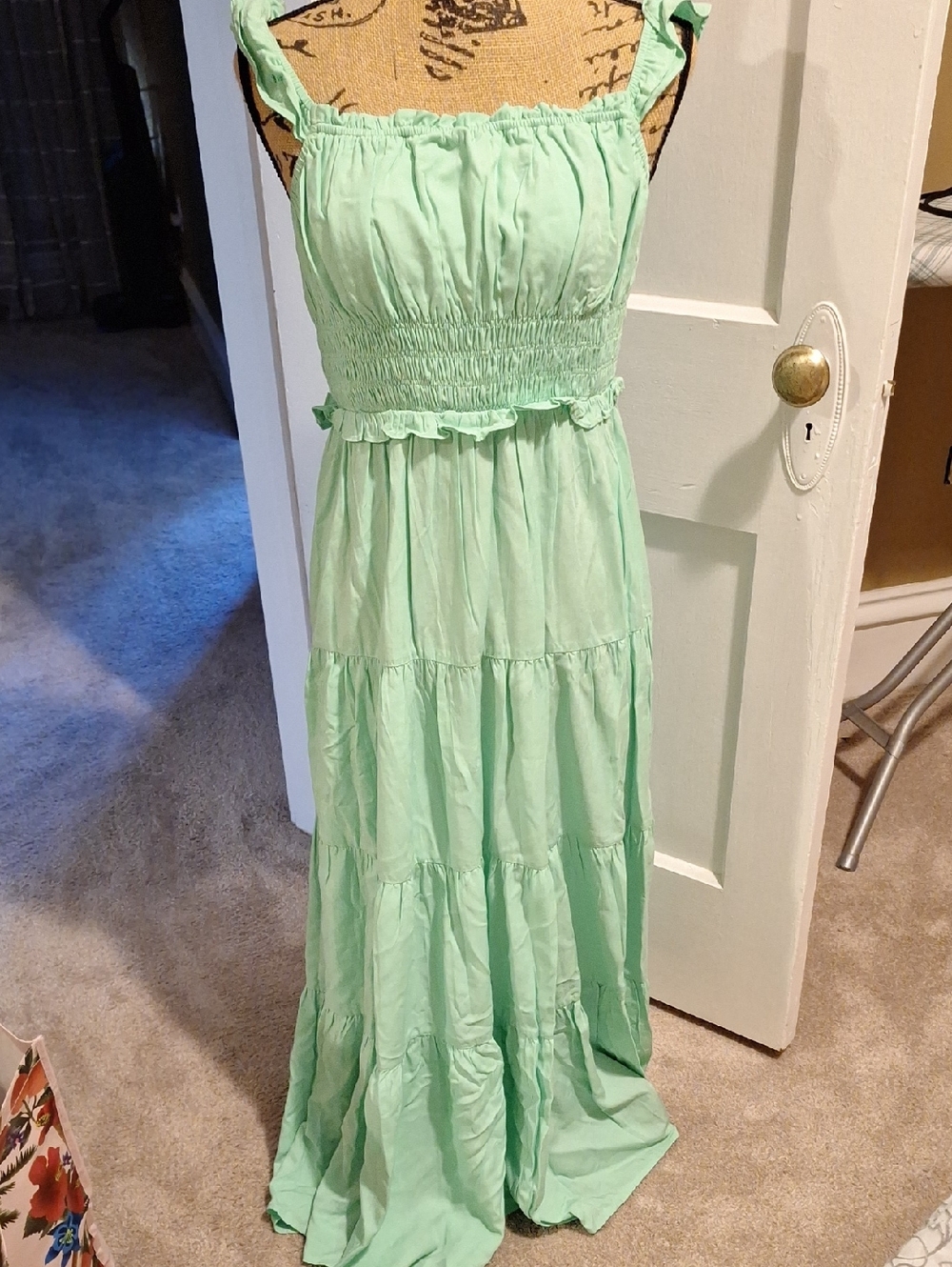 Pink Lily Mint Green Tiered Maxi Dress